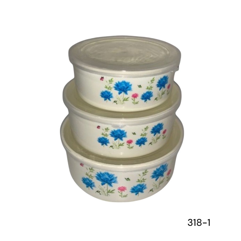 ENVASE 3 PIEZAS CREMA FLORES 13CM 11CM 9