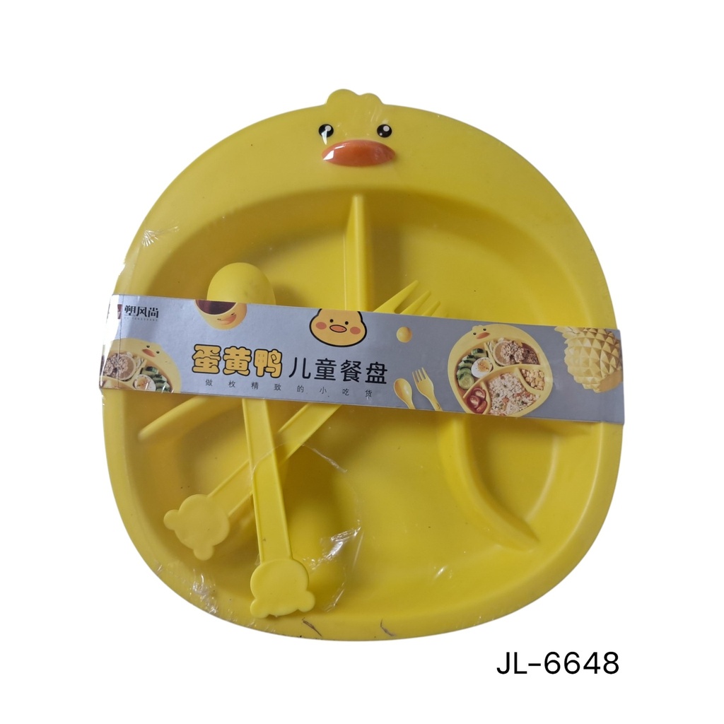 PLATO PARA BEBE CON CUBIERTOS PATITO