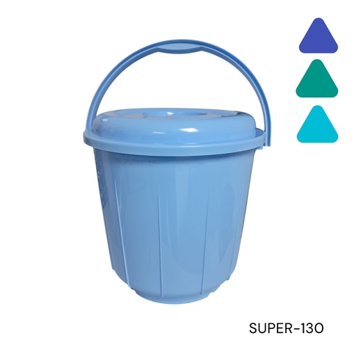 [SUPER-130] CUBETA 13 LITRO CON TAPA AZU CEL TUR VER   CXB-10 UD.